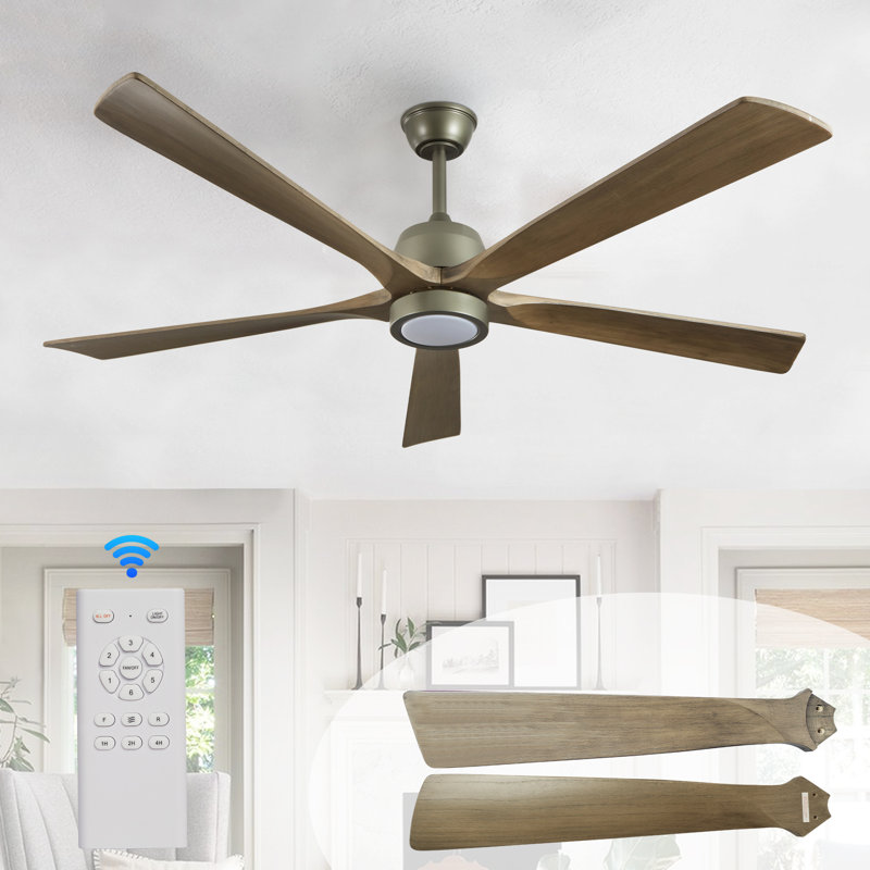 60 in. Brushed Brass Dimmable Ceiling Fan with LED Light and Remote Control 6 Speeds Reversible Noiseless DC Motor, 3CCT