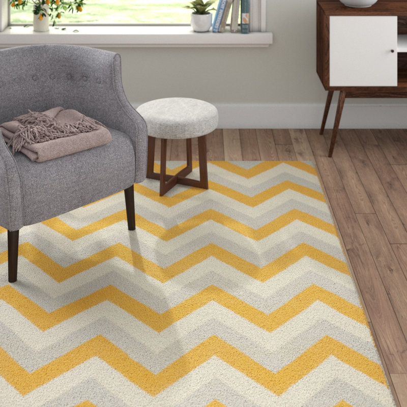 Ezekiel Chevron Wool Hand Woven Area Rug, Rectangle 122 x 183 cm