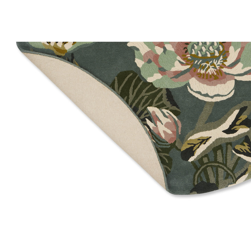 Hand Tufted Wool Floral Area Rug, Round 6'7"