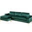 Canapé modulaire rembourré en mousse avec méridienne en velours - aspect moderne Mid-Century, structure en bois massif, pieds dorés en laiton, coussins de siège amovibles, rembourrés, modernes et en métal, conception en forme de L