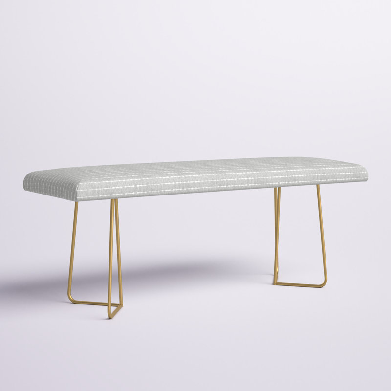 Banc rembourré Rudd, Gris / blanc / rayé