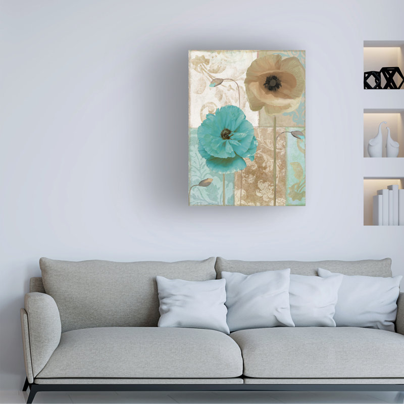 Art sur toile, "Sasha Beach Poppies I", H 19 po x l 14 po