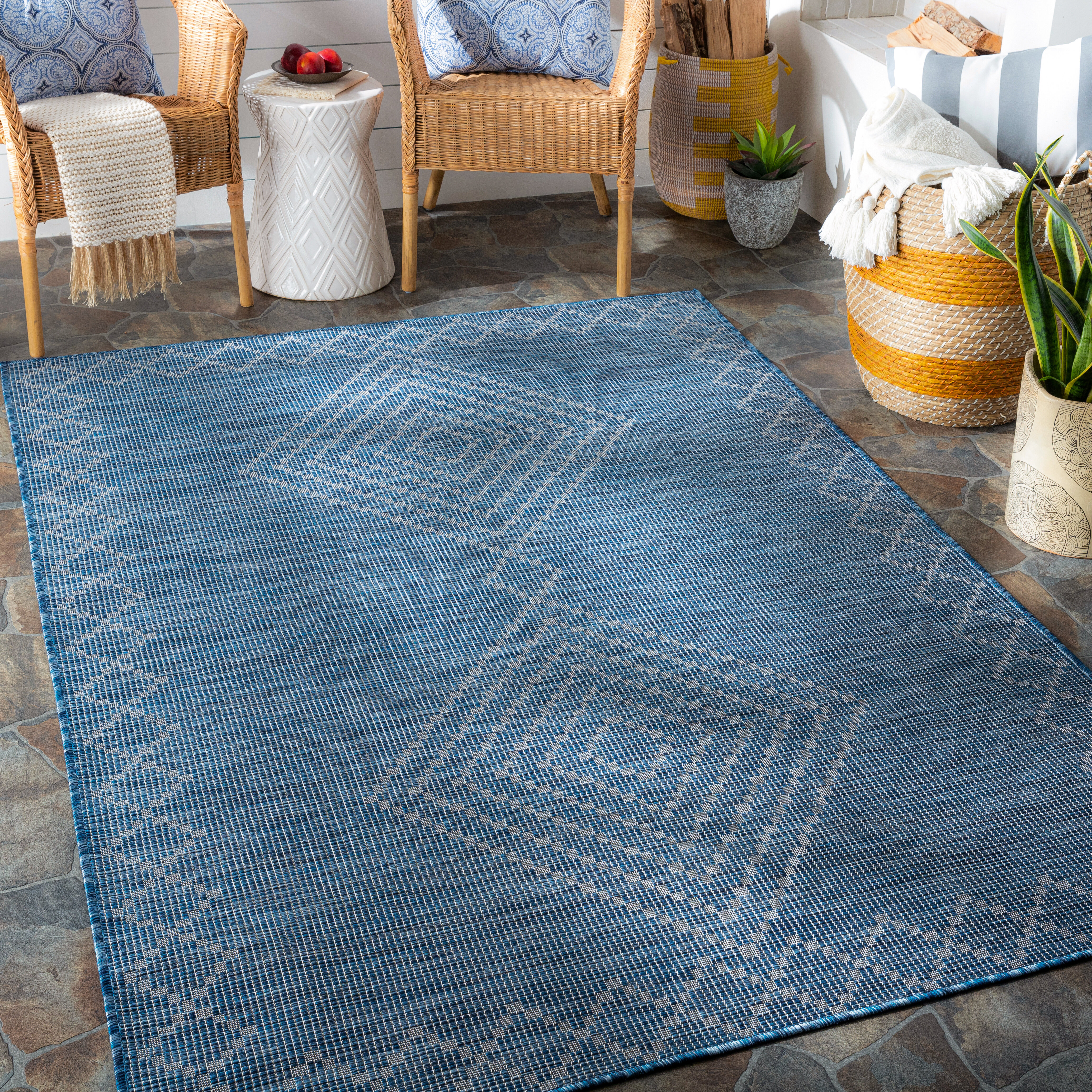 Asao Bordered Gold/Black Indoor/Outdoor Area Rug Wade Logan Pattern: Geometric, Rug Size: Rectangle 8' x 10