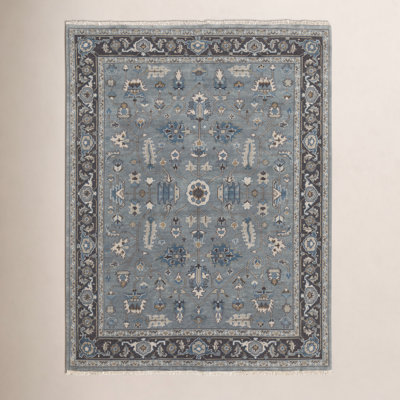 Chambers Steel Blue Hand-Knotted Wool Oriental Rug
