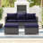 3-Set Outdoor Grey PE Wicker Furniture Wide Seat Conversation Couch Set Extra Ottomans Design for Lawn, Patio and Porch-1071845233-1058593050