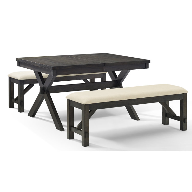 Dunblane Extendable Dining Set, 3 Pieces: Table, 2 Benches