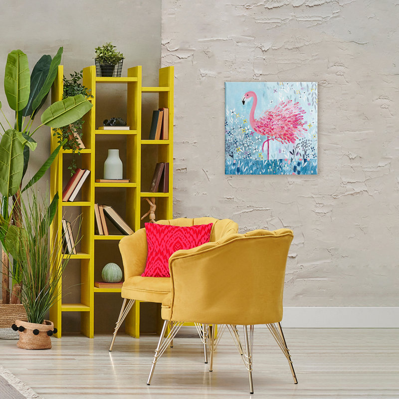 «Whimsical Flower Flamingo Canvas», conception de Clare Tupper, H 24 po x l 24 po