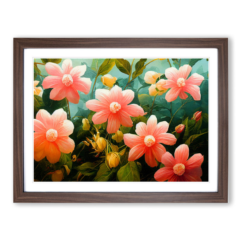 Breathtaking Flowers - Single Picture Frame Painting, 34cm H x 46cm W x 2cm D, Walnut Framed