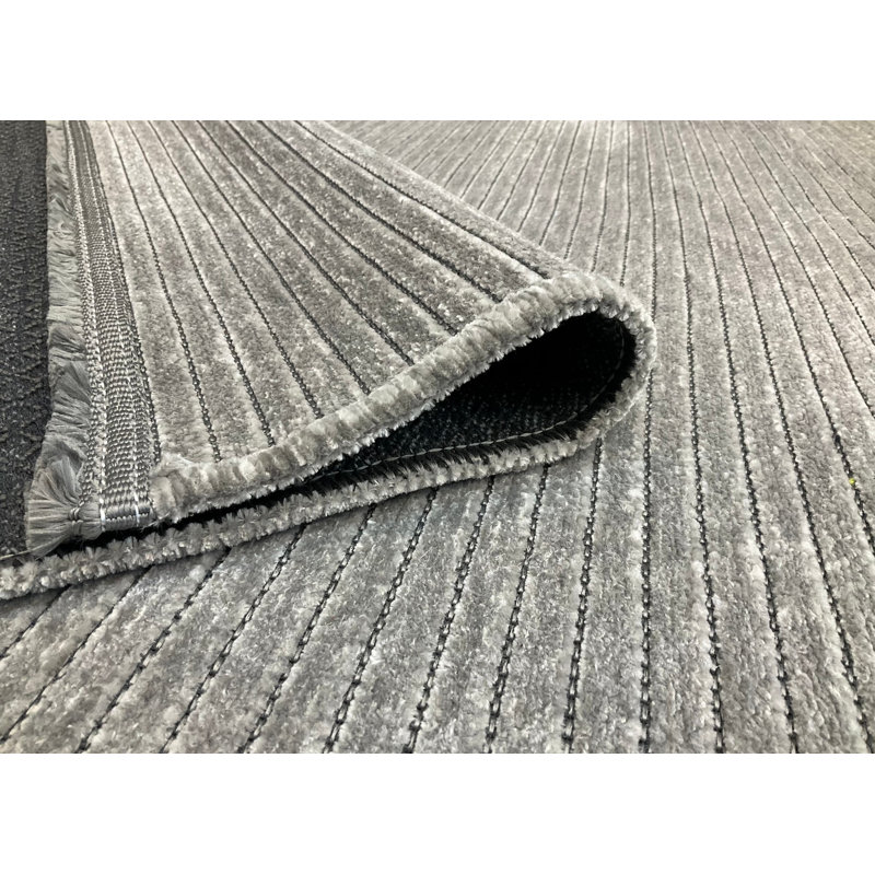 Nesbitt Soft Chenille Area Rug (4 ft x 6 ft), Antibacterial & Non-Slip, 100% Chenille, 0.24 in Thick | Machine Washable & Dry Cleanable, Elegant Grey Color | Perfect for Living Room, Bedroom, & Home Decor