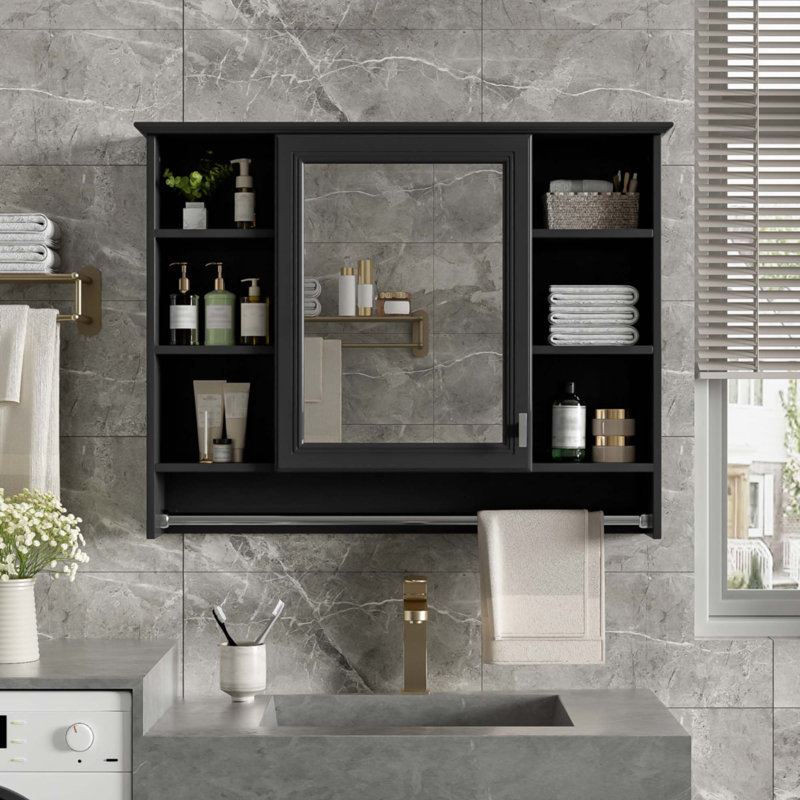 Armoire de toilette 3 en 1, Noir