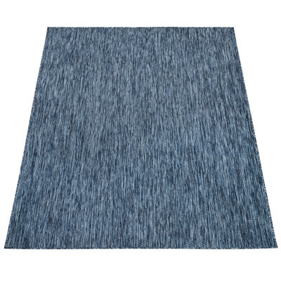 Tapis intérieur / extérieur bleu tissé à plat Iyana