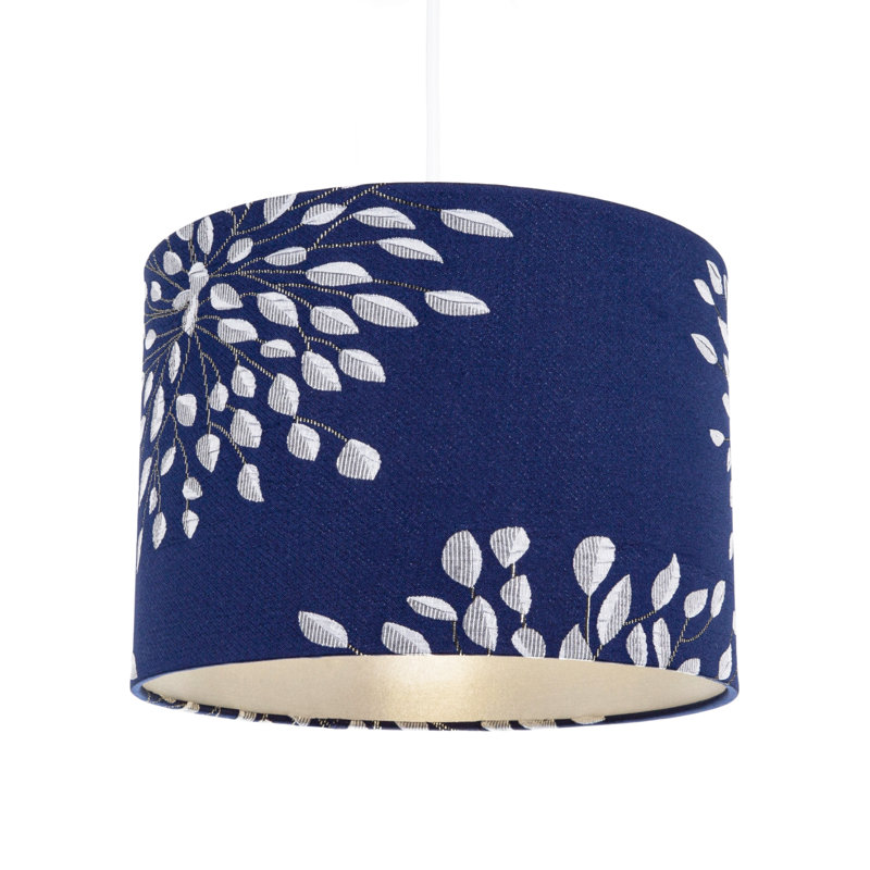 18cm H Cotton Drum Lamp Shade ( Screw On ) in Blue