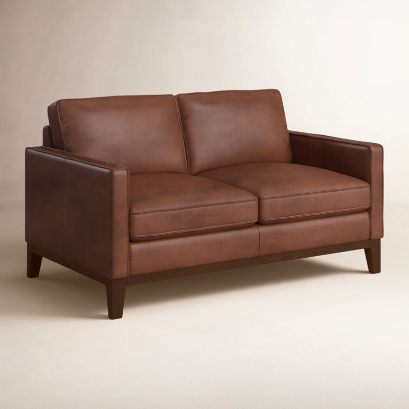 Causeuse en cuir Cascades, Cuir véritable moka