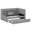 Structure de lit plateforme simple tapissier simple avec ports USB et lit gigogne, canapé de jour avec tablettes de rangement-1526510418