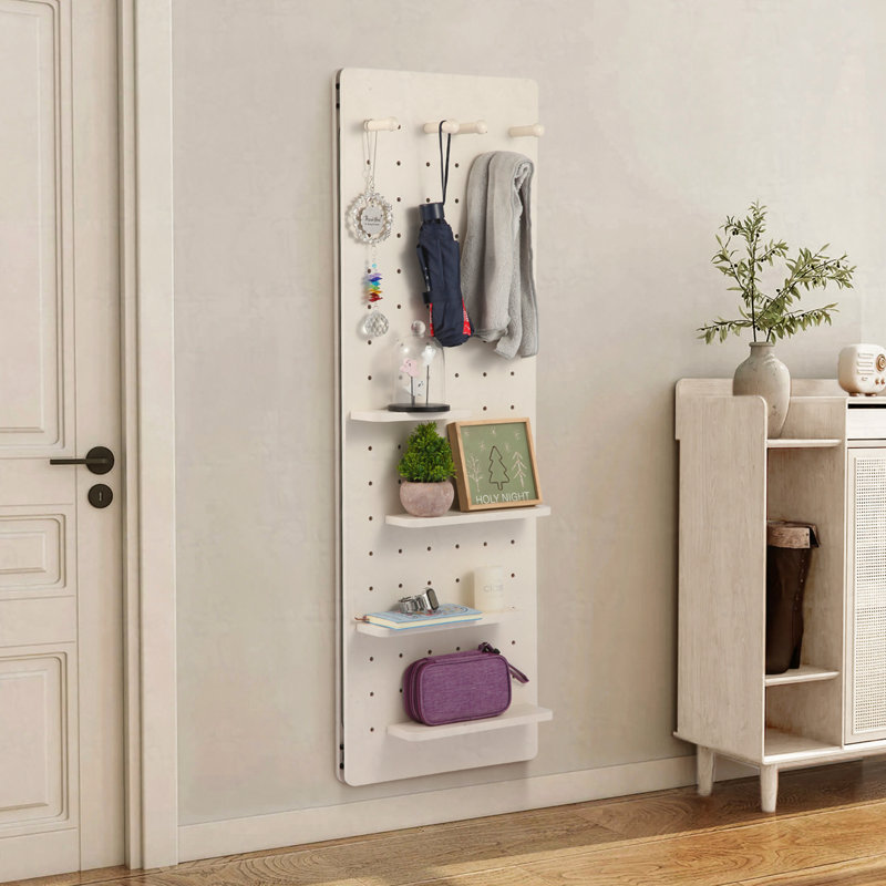 Wall Mounted Full Length Mirror, Full Body Mirror with Shelf, Full Body Mirror with Hook Wall Mounted Mirror with Multifunctional Design Panel, Bedroom/Living Room/Entrance (47.6*15.7in)