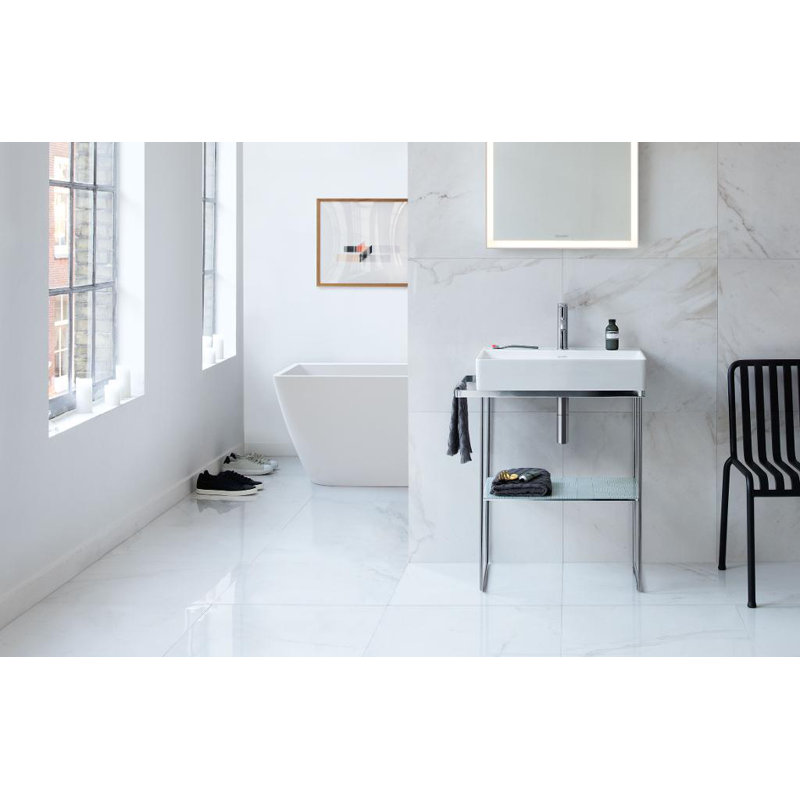 Lavabo de salle de bain vasque rectangulaire en céramique blanche, Centres de 8 po