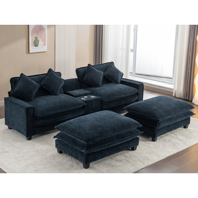 Causeuse multifonctionnelle en chenille de 111 po avec repose-pieds