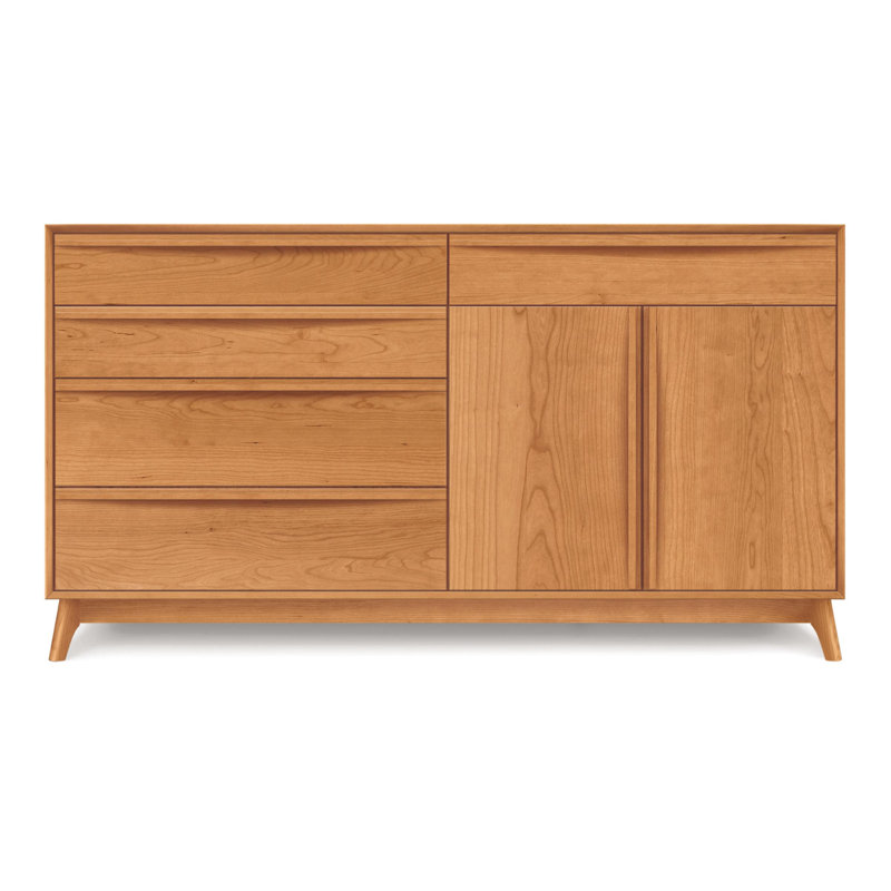 Catalina 5 - Drawer Solid Wood Dresser, Left, Cherry