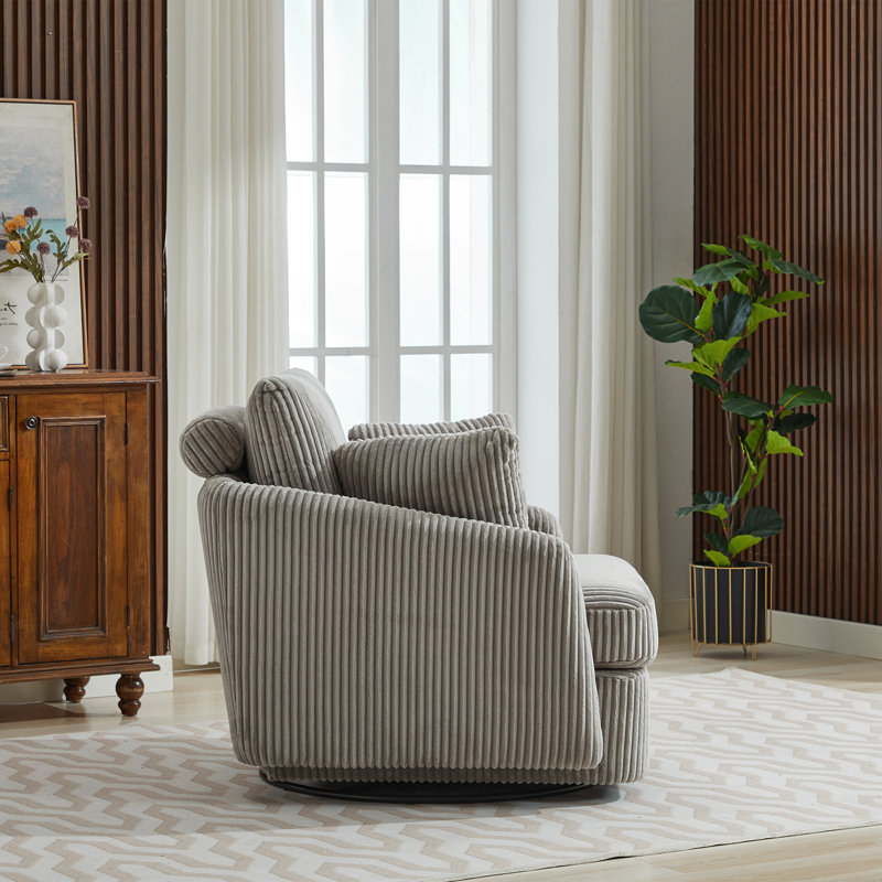 Chaise pivotante rembourrée avec 2 coussins latéraux (ensemble de 2), Velours côtelé gris