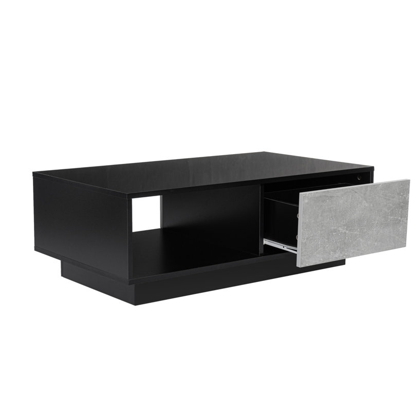 Arabella Block Coffee Table with 2 Drawers, Grey