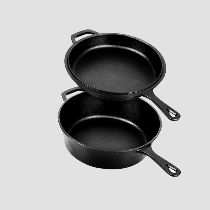 Cocotte en fonte 2 en 1 avec couvercle de poêle Overmont