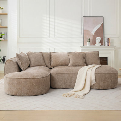 Boneless 109.5" Cloud Modular Sectional Couch with Curved Seat,Minimalist Comfy Upholstered Couches,L-Shape Boneless Cloud Sofa for Living Room,No Assembly Required(Left Facing Chaise)