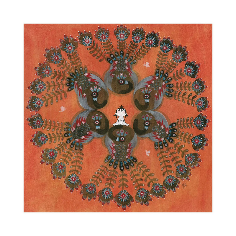 Folk Blessings - Peacocks by Martin Hsu - Wrapped Canvas Gallery-Wrapped Canvas Giclée, 30.48 cm H x 30.48 cm W
