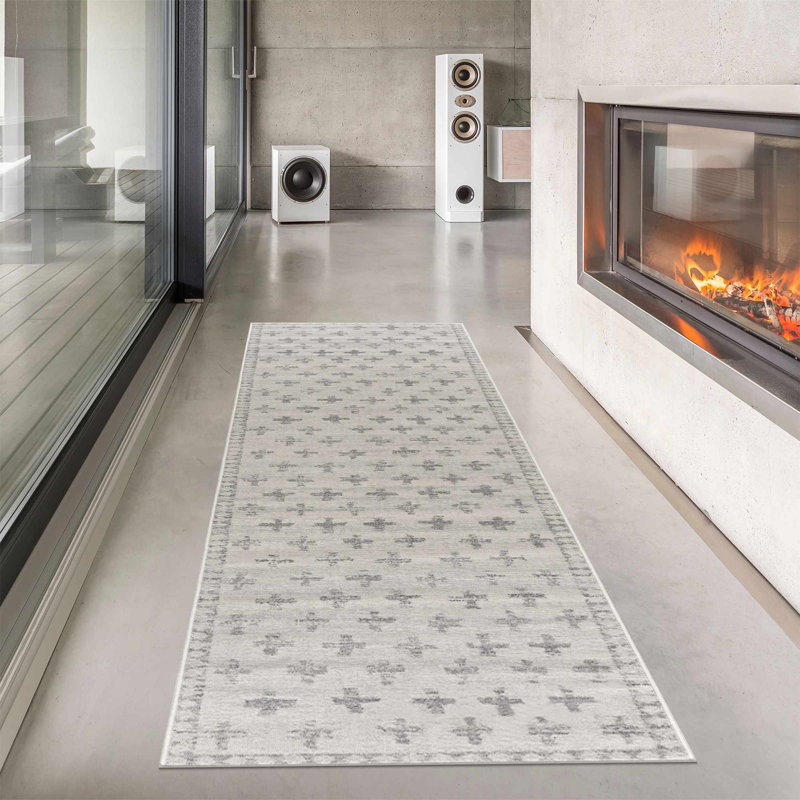 Dounia Transitional Performance Gray Area Rug, Runner 2'7" x 10'