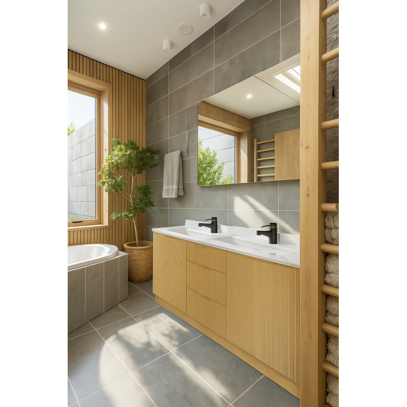 Ensemble de meuble-lavabo moderne 60 po avec évier encastré et dosseret Maxbano, 60 pouces