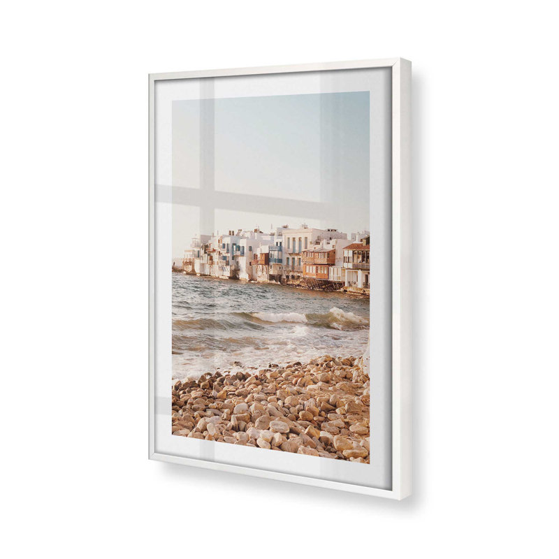 Mykonos Morning Print, Cadre simple blanc opaque, H 25 po x l 19 po x P 1,25 po