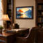 Art sur toile, "Orange orange on Rocky Hill In Mountain Lake"-735197129