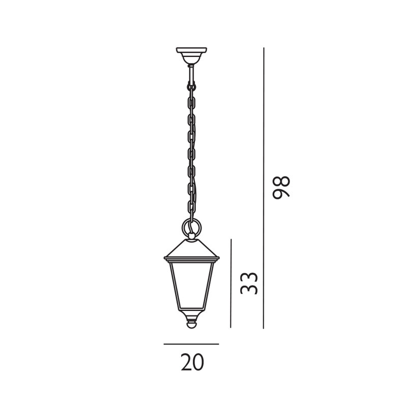 Beijing 1 -Bulb Outdoor Hanging Lantern, Black, Normal