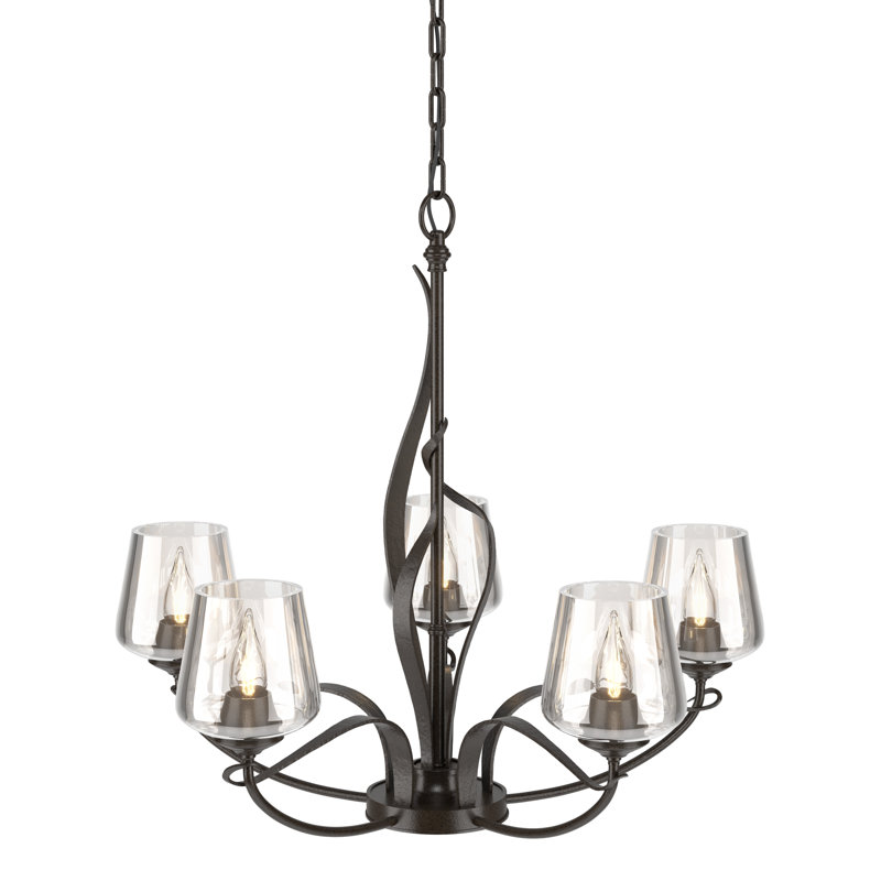 Flora 5 - Light Candle Style Classic / Traditional Chandelier, Clear Glass, Oil Rubbed Bronze