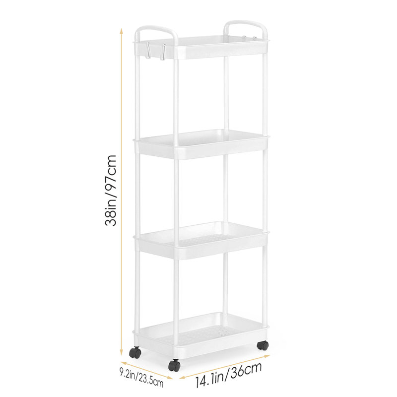 4 - Tier White Storage Rack, White