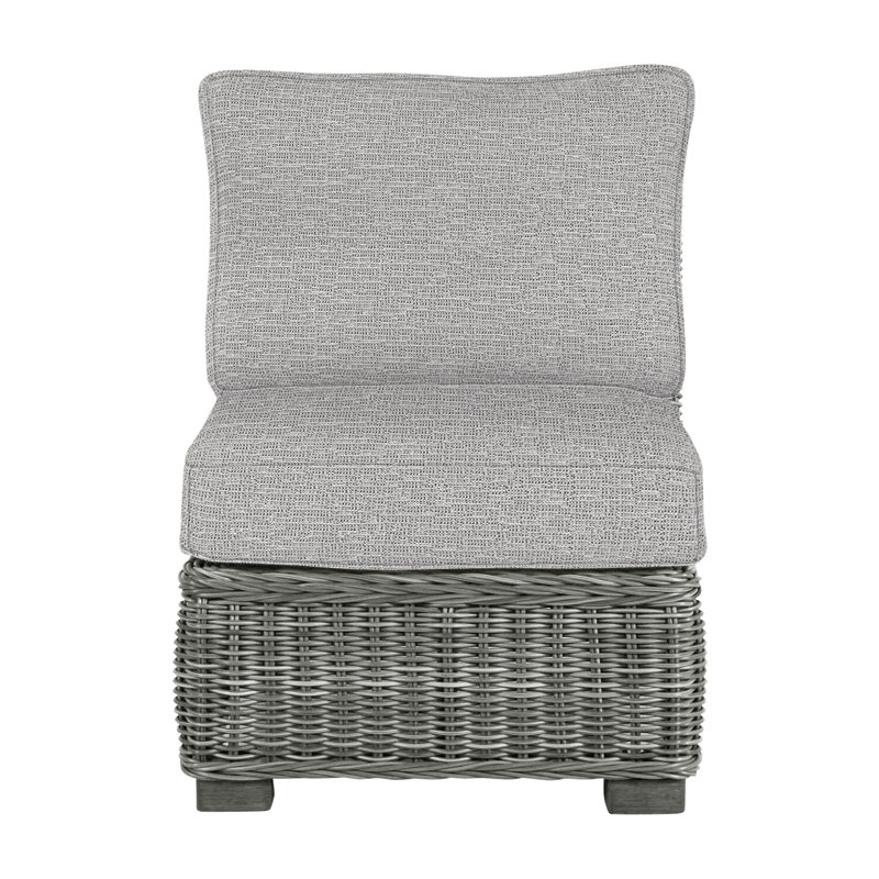 Rustic Woven Sectional Slipper Chair, Slate Gray, No Welt, Tweed Toffee