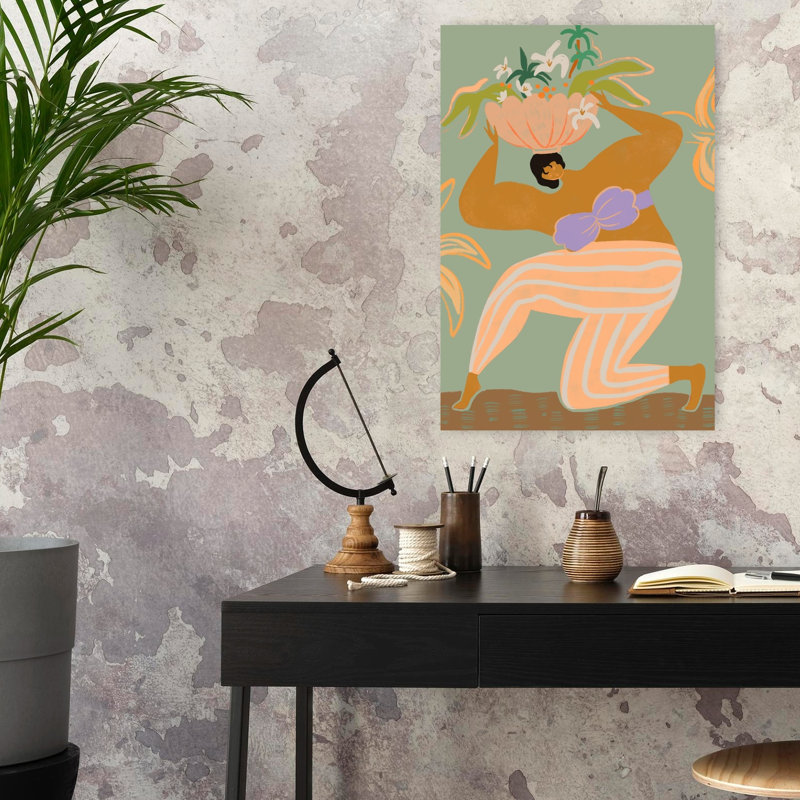 Art contemporain fleur colorée, H 24 po x l 16 po