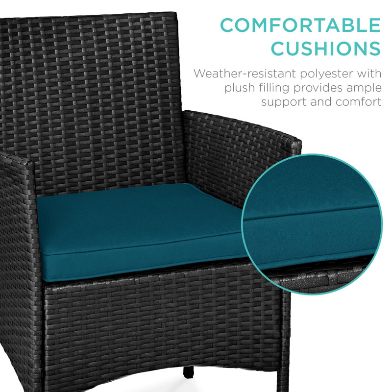 Patio Bistro Set, Black, Peacock