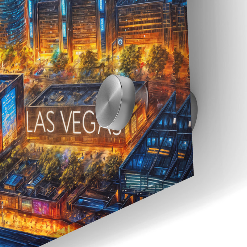  «Las Vegas - Peinture futuriste» par Rey Klimt, art mural en verre acrylique, H 24 po x l 48 po