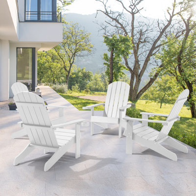 Inniss Wood Adirondack Chair Patio Plastic Weather Resistant Fire Pit Single Chair