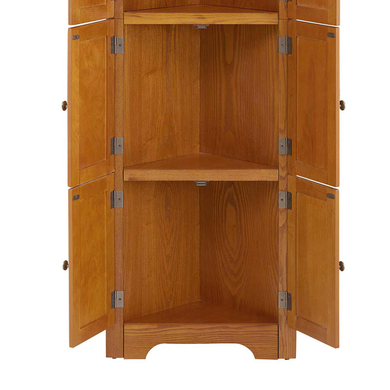 Armoire de rangement 4 niveaux à 4 niveaux avec 8 portes et 8 tablettes réglables pour le salon, Naturel