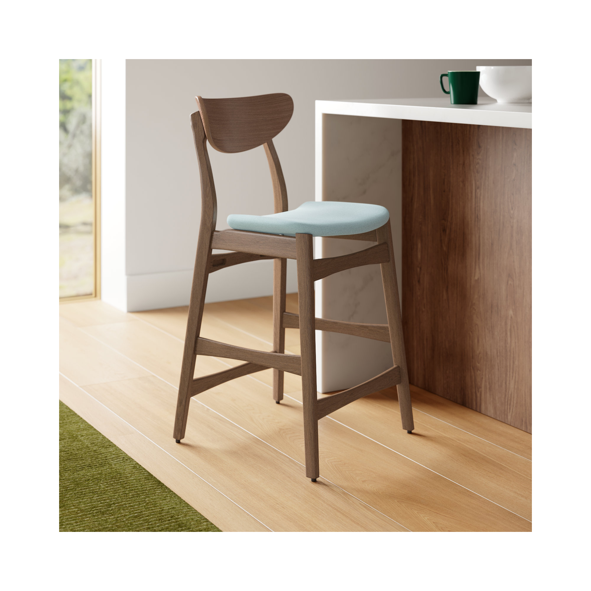 Fitz 24" Counter Stool, Mint, Walnut