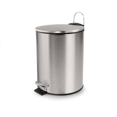 Décor Living Standard Modern Bathroom Step Trash Can Metal/Satin Nickel