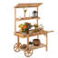 Présentoir à plante antique en bois massif avec présentoirs décoratifs en bois | Chariot à 2 roues en bois avec tablettes pour plantes et plus