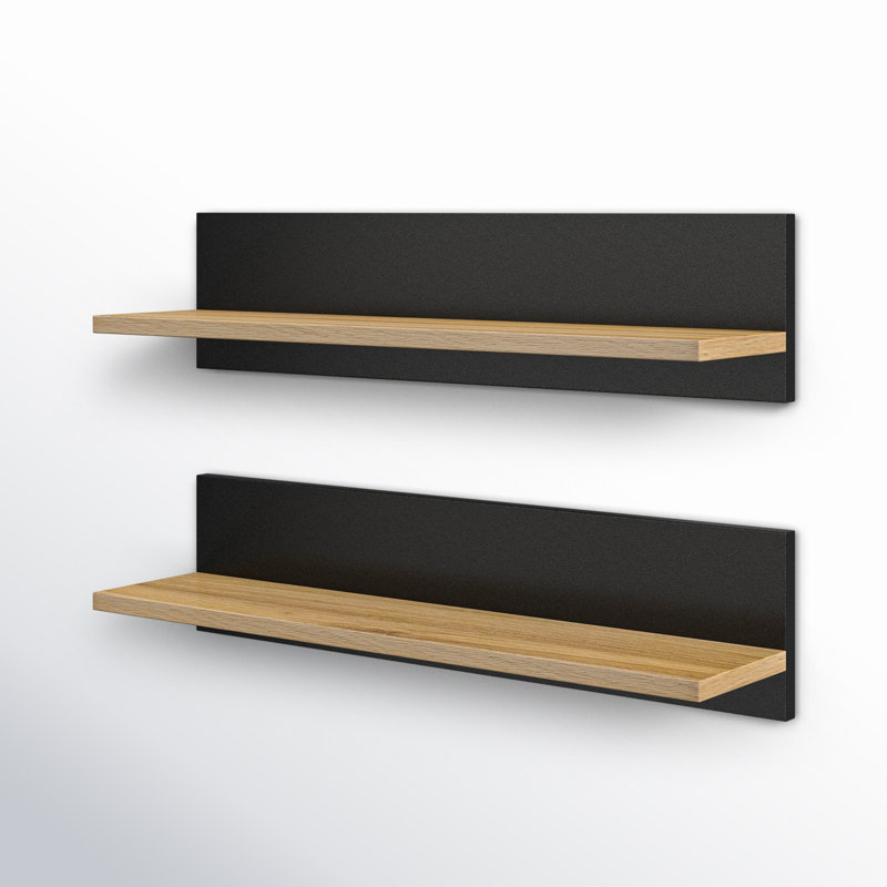 Tilden 2 Piece Picture Ledge Wall Shelf, Black/Chestnut