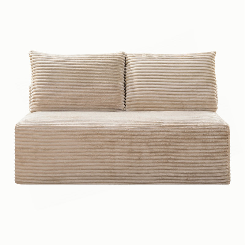 Causeuse Corduroy, L 57,5 po, Velours côtelé beige