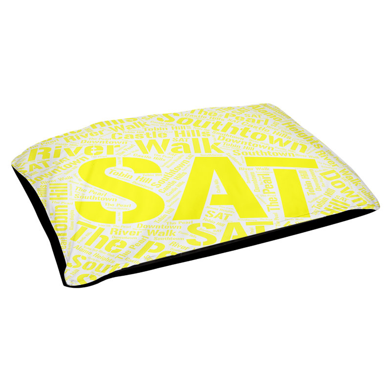 Coussin de chien « districts », Cyan, Grand (l 40 po x P 30 po x H 14 po), San Antonio