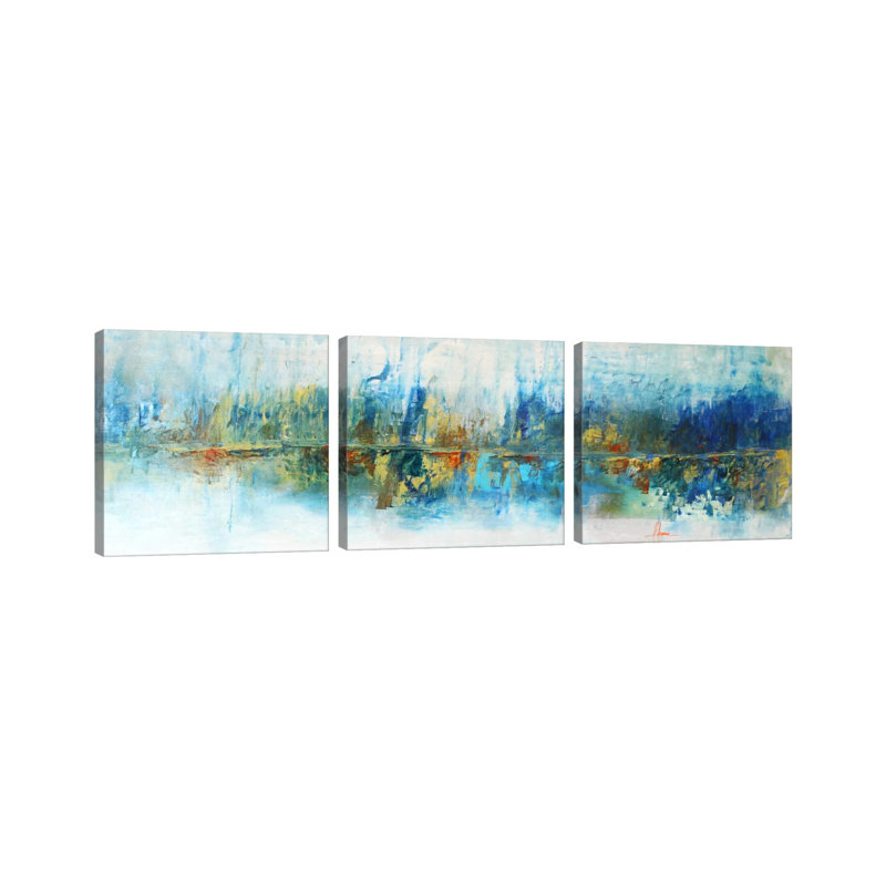 Aqua Azul - ensemble d'art mural sur toile tendue (ensemble de 3)