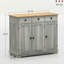 Buffet de rangement gris - Armoire moderne avec 3 tiroirs, tablette réglable et portes pour portes de cuisine organisées