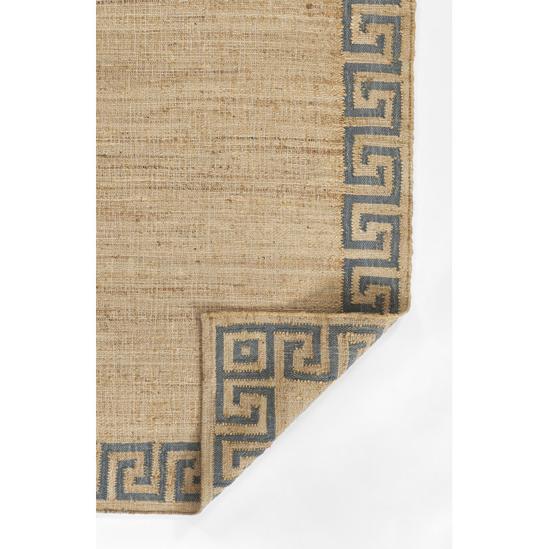 Erin Gates by Momeni Orchard Greek Key Jute and Wool Hand Woven Blue Area Rug, Rectangle 2' x 3'