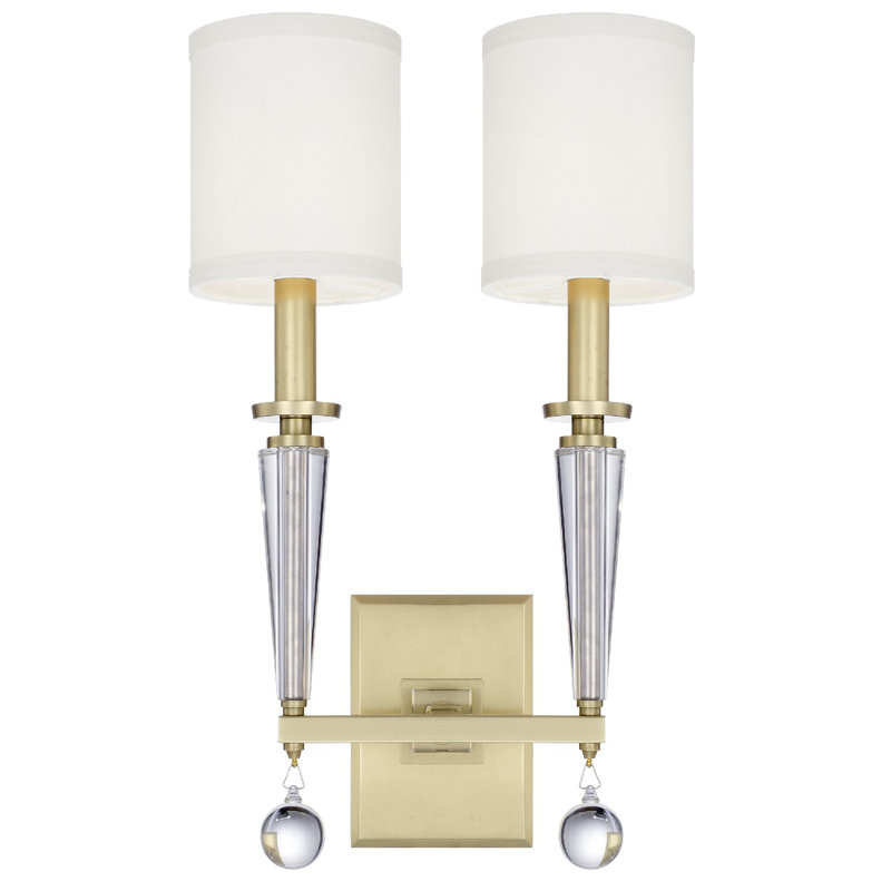 2 - Light Dimmable Armed Sconce, Antique Gold